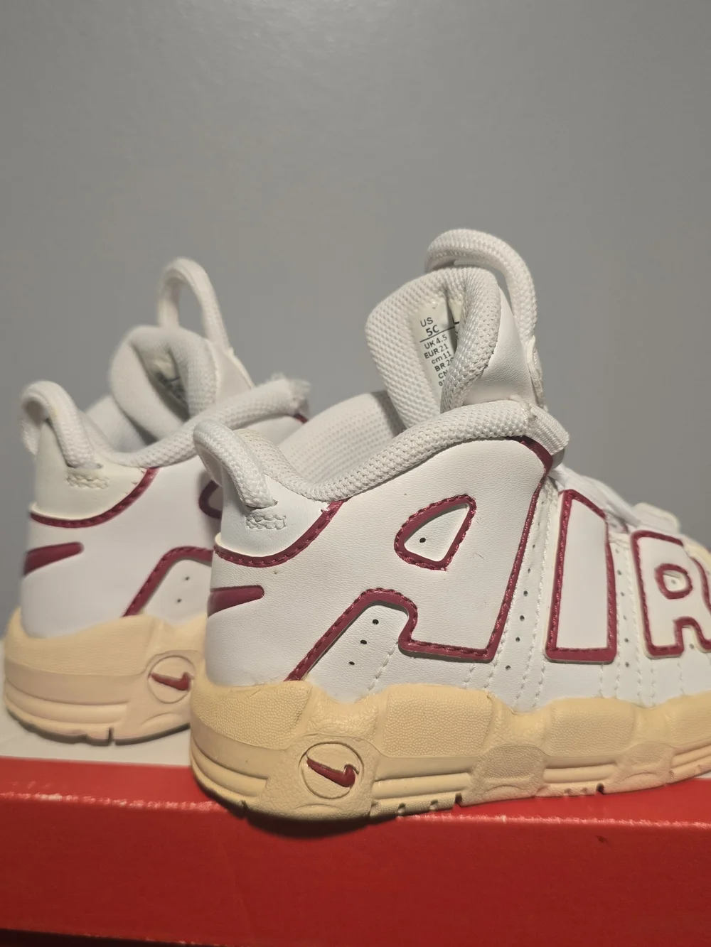 5c US  Nike Kids' White & Red AIR Basketball Shoes
